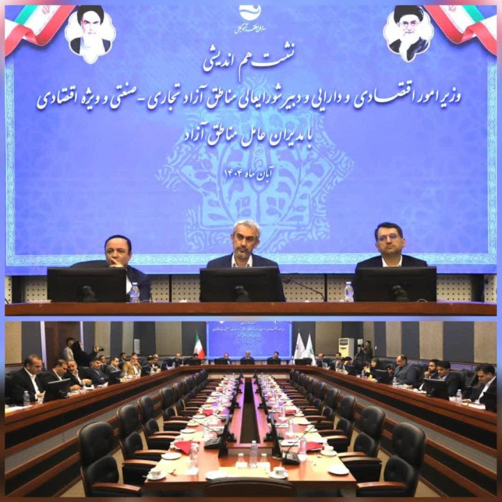 نشست هم‌اندیشی وزیر امور اقتصاد و دارایی و دبیر شورای‌عالی مناطق آزاد با مدیران عامل مناطق آزاد